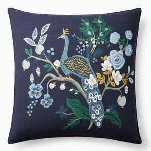 The Company Store x Rifle Paper Peacock Embroidered Pillow Cover 26"x26"
